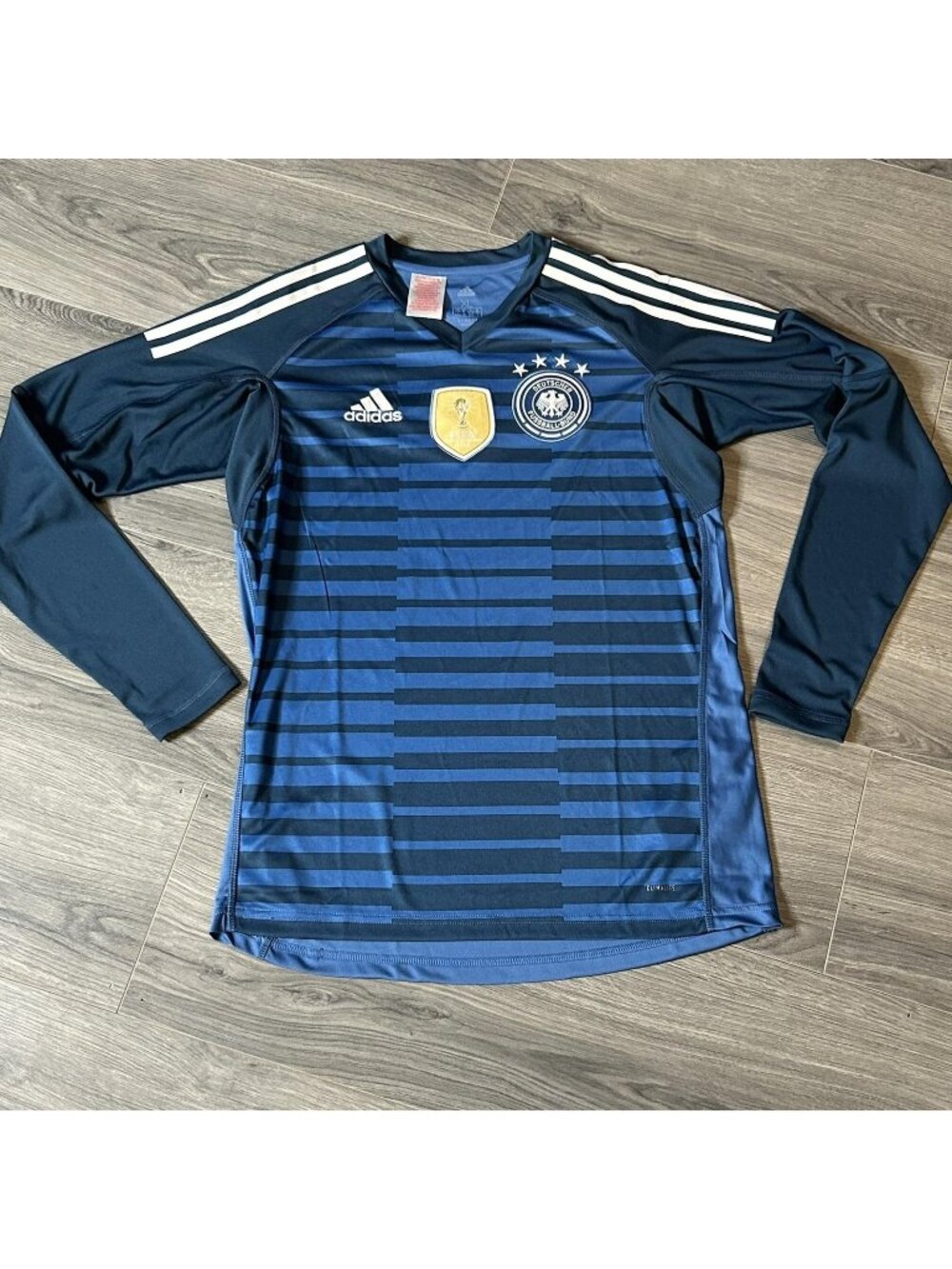 Germany Jersey Adult XL Blue Soccer Adidas Climalite FIFA 2014 Patch Long Sleeve